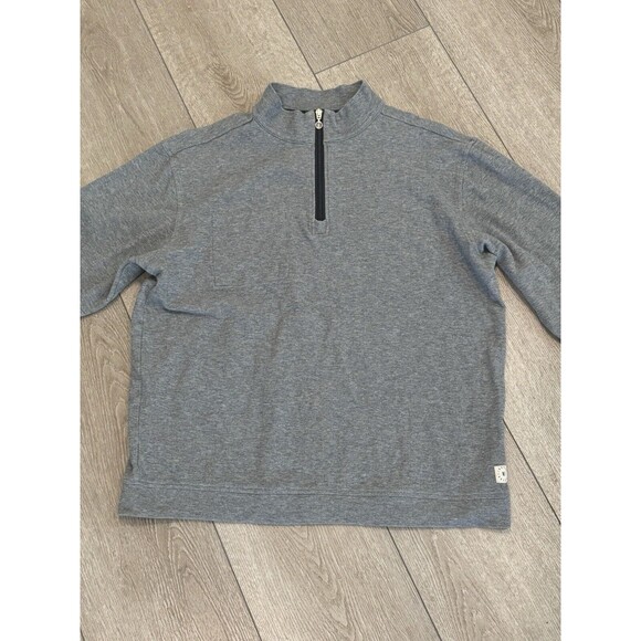 Linksoul Sweater Mens XL Tempus Fugit Grey Quarter Zip Pullover Golf Preppy - Picture 1 of 10